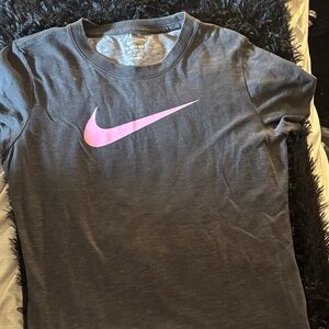Nike Charcoal Tee with Pink Swoosh